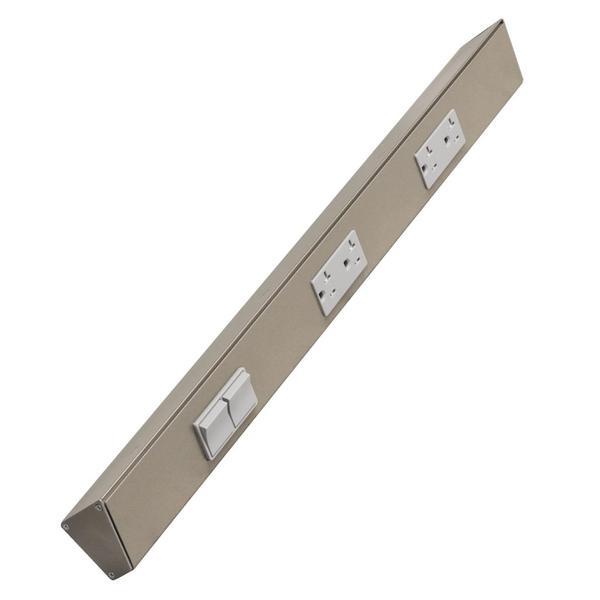 24" 20 amp 120 volt Satin Nickel 2 Single Pole Switch/Receptacle Combination Power Strip